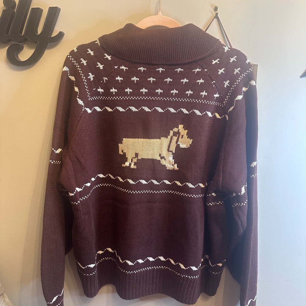 In Bloom Brown Zip Up Sweater with Dog Design - Picture 6 of 8